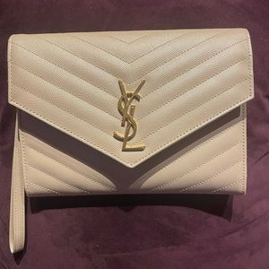 YSL Beige Wristlet/Clutch Bag